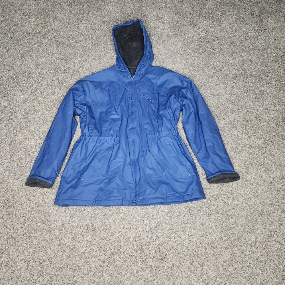 Misty Harbor Large Raincoat Lining  Hooded, Pockets, Light Blue, Cinched Waist